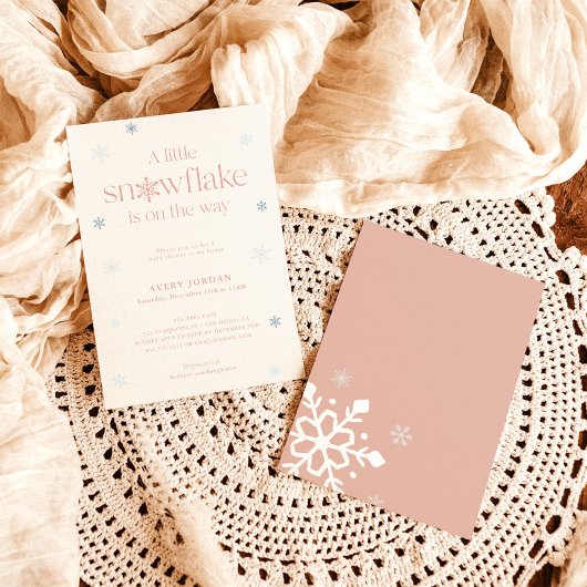 Boho Winter Baby shower | Snowflake Wonderland Inv Kaart