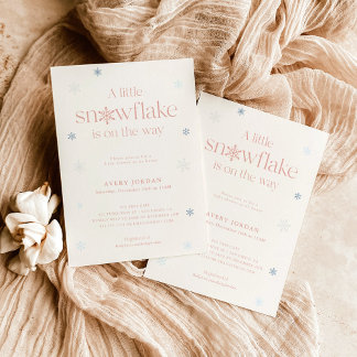 Boho Winter Baby shower | Snowflake Wonderland Inv Kaart