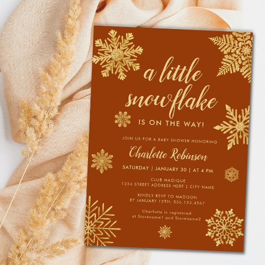 Boho Winter Baby shower Snowflake Wonderland Kaart