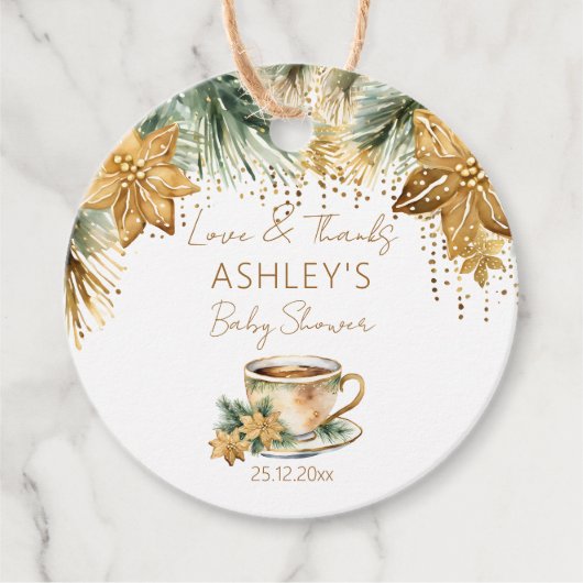 Boho winter baby shower theefeest dank u bedankjes labels (Voorkant)