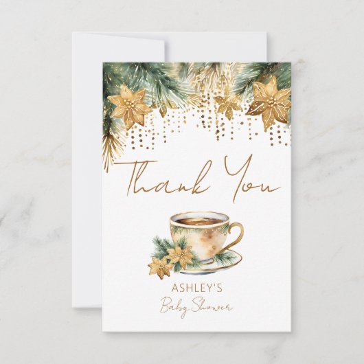 Boho winter baby shower theefeest dank u bedankkaart (Voorkant)