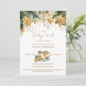 Boho winter baby shower theefeest sjabloon kaart (Staand voorkant)