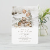 Boho Winter Beer Bearly Wait Holiday Baby shower Kaart (Staand voorkant)