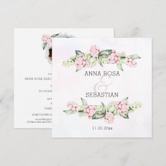 * Boho Winter Berry AR12 QR RSVP Wedding Kaart (Voorkant / Achterkant)