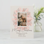 Boho winter Bessen Custom Kerst Foto Feestdagenkaart (Staand voorkant)
