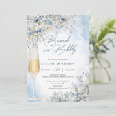 Boho winter bloemen groene brunch en bubbly kaart (Staand voorkant)