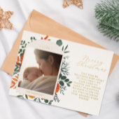 Boho Winter Bloemen Lange Bericht Kerstmis Folie Feestdagenkaart