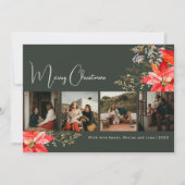 Boho Winter Bloemen Vrolijk Kerstfeest Vijf Foto Feestdagenkaart (Voorkant)