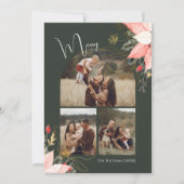 Boho Winter Bloemenboog Vrolijk Zes Foto Kerstmis Feestdagenkaart (Voorkant)