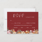 Boho Winter Bruiloft Burgundy QR Code  RSVP Kaartje (Voorkant)