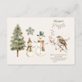 Boho Winter Christmas Baby shower Diapper Raffle Informatiekaartje (Voorkant)