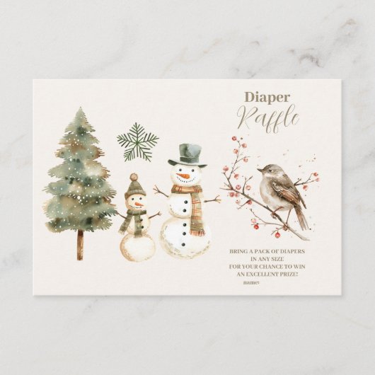 Boho Winter Christmas Baby shower Diapper Raffle Informatiekaartje (Voorkant)