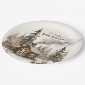 Boho Winter Christmas Baby shower Papieren Bordje (Gekanteld)