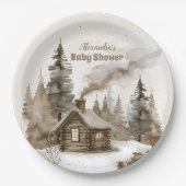 Boho Winter Christmas Baby shower Papieren Bordje (Voorkant)