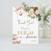 Boho Winter Christmas Vrijgezellenfeest Dank u kaa Bedankkaart (Staand voorkant)