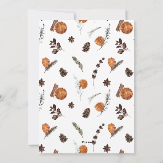 Boho Winter Citrus Wreath Merry Kerstscript H Feestdagenkaart (Achterkant)