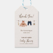 Boho Winter Clothesline Baby shower Dank u Cadeaulabel (Voorkant)