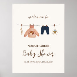 Boho Winter Clothesline Baby shower Welkomstbord Poster