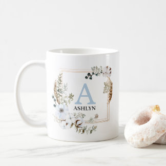 Boho Winter Floral Monogrammed Mok