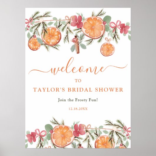 Boho Winter Gedroogde Citrus Bloemen Bruids welkom Poster (Voorkant)