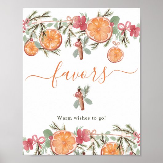Boho Winter Gedroogde Citrus Bloemen Bruidsgunsten Poster (Voorkant)