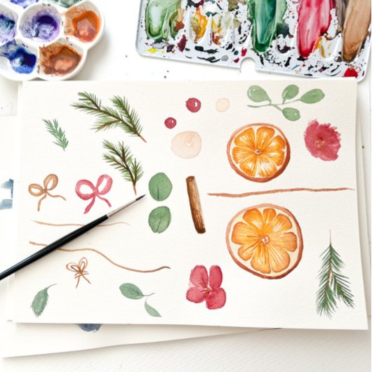 Boho Winter Gedroogde Citrus Floral Bridal Registr Informatiekaartje