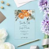 Boho Winter Greenery dry sinaasappels Bewaar de da Acryl Uitnodigingen (Insitu (Huwelijk))