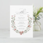 Boho Winter Greenery Red Floral 18e verjaardag Kaart (Staand voorkant)