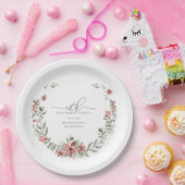 Boho Winter Greenery Red Floral 18e verjaardag Papieren Bordje (Feest)