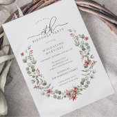 Boho Winter Greenery Red Floral 19e verjaardag Kaart