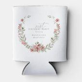 Boho Winter Greenery Red Floral 21ste verjaardag Blikjeskoeler (Voorkant)