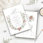 Boho Winter Greenery Red Floral 21ste verjaardag Uitnodiging Briefkaart