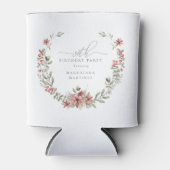 Boho Winter Greenery Red Floral 30e verjaardag Blikjeskoeler (Voorkant)