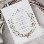 Boho Winter Greenery Red Floral 30e verjaardag Kaart<br><div class="desc">De moderne salie groene waterverf Boho botanische lijst is geaccentueerd met kleine poinsettia bloemen en rode bessen.</div>
