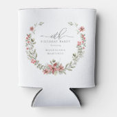 Boho Winter Greenery Red Floral 60e verjaardag Blikjeskoeler (Voorkant)