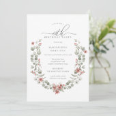 Boho Winter Greenery Red Floral 60e verjaardag Kaart (Staand voorkant)