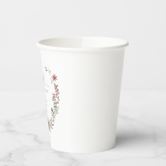 Boho Winter Greenery Red Floral 60e verjaardag Papieren Bekers (Links)