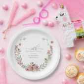 Boho Winter Greenery Red Floral 60e verjaardag Papieren Bordje (Feest)