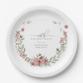 Boho Winter Greenery Red Floral 60e verjaardag Papieren Bordje (Voorkant)