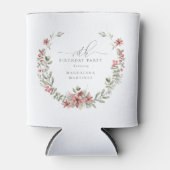 Boho Winter Greenery Red Floral 70e verjaardag Blikjeskoeler (Voorkant)