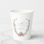 Boho Winter Greenery Red Floral 70e verjaardag Papieren Bekers<br><div class="desc">Het moderne salie groene waterverf Boho botanische lijst is geaccentueerd met kleine poinsettia bloemen.</div>