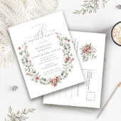 Boho Winter Greenery Red Floral 70e verjaardag Uitnodiging Briefkaart
