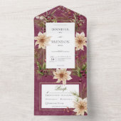 Boho Winter Groen Boughs Bourgogne Diner All In One Uitnodiging (Binnen)