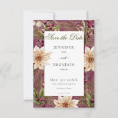 Boho Winter groen Boughs Bourgogne Save The Date (Voorkant)