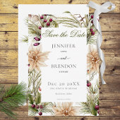 Boho Winter groen Boughs Save The Date