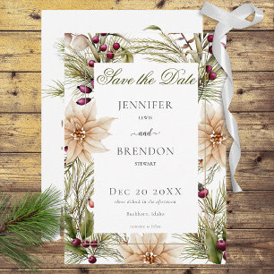 Boho Winter groen Boughs Save The Date