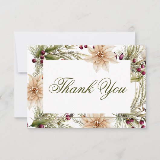 Boho Winter groen gekocht bruiloft Bedankkaart (Voorkant)