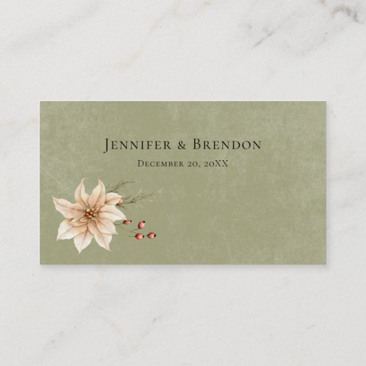 Boho Winter groen koopt salie groen bruiloft Plaatskaartje (Achterkant)