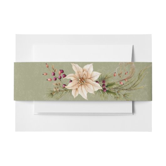 Boho Winter groen koopt salie groen bruiloft Uitnodigingen Wikkel (Voorkant Voorbeeld)