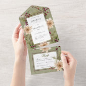 Boho Winter groen koopt salie groen diner All In One Uitnodiging (Afscheurbaar)